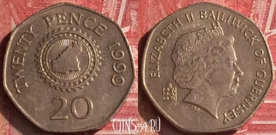 Гернси 20 пенсов 1999 года, KM# 90, 454o-063