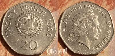Гернси 20 пенсов 1999 года, KM# 90, 462q-166 ♛