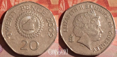 Гернси 20 пенсов 2009 года, KM# 90, 266c-046