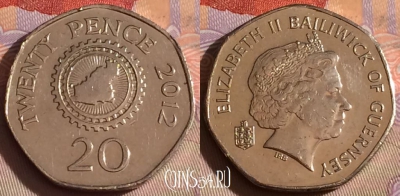 Гернси 20 пенсов 2012 года, KM# 90, 328-107