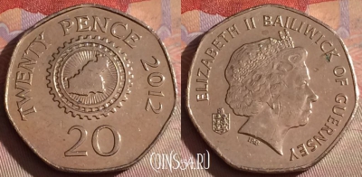 Гернси 20 пенсов 2012 года, KM# 90, 332-087