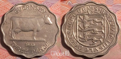 Гернси 3 пенса 1956 года, KM# 17, 181-104