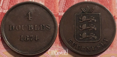 Гернси 4 дубля 1874 года, KM# 5, 251-135