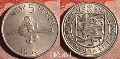 Гернси 5 новых пенсов 1968 года, KM# 23, 263f-138