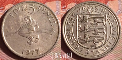 Гернси 5 пенсов 1977 года, KM# 29, 168g-124