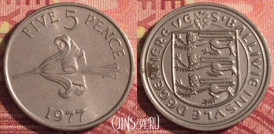 Гернси 5 пенсов 1977 года, KM# 29, 294i-009