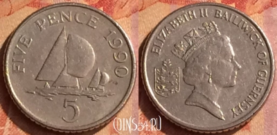 Гернси 5 пенсов 1990 года, KM# 42.2, 108o-014