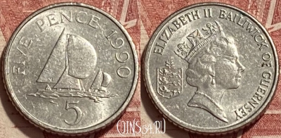 Гернси 5 пенсов 1990 года, KM# 42.2, 414q-004
