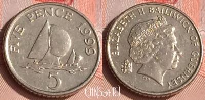 Гернси 5 пенсов 1999 года, KM# 97, 305o-106