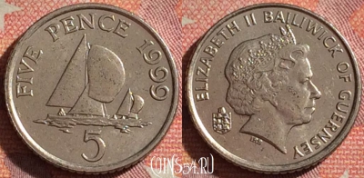Гернси 5 пенсов 1999 года, KM# 97, 374-104