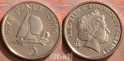 Гернси 5 пенсов 2006 года, KM# 97, UNC, 262m-075