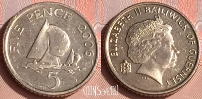 Гернси 5 пенсов 2006 года, KM# 97, 305o-088