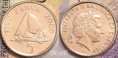 Гернси 5 пенсов 2006 года, KM# 97, UNC, 155-059