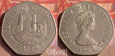 Джерси 50 пенсов 1989 года, KM# 58.1, 449-056