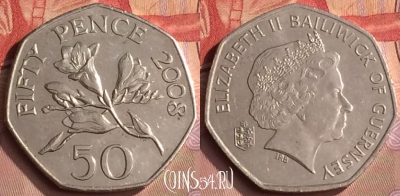 Гернси 50 пенсов 2008 года, KM# 156, 449-075