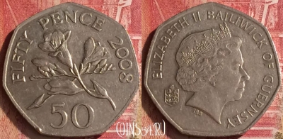 Гернси 50 пенсов 2008 года, KM# 156, 454o-062