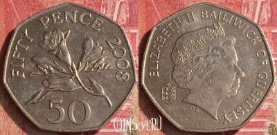 Гернси 50 пенсов 2008 года, KM# 156, 454o-064