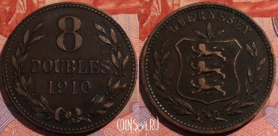 Гернси 8 дублей 1910 года, KM# 7, a142-127
