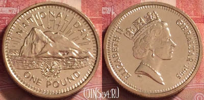 Гибралтар 1 фунт 1995 года, KM# 340, UNC, 264j-096