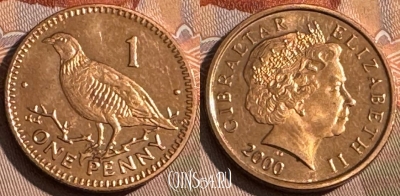 Гибралтар 1 пенни 2000 года, KM# 773, UNC, s508s-064