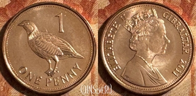 Гибралтар 1 пенни 2011 года, KM# 1098, UNC, 503s-121