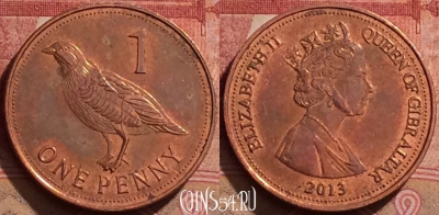 Гибралтар 1 пенни 2013 года, KM# 1099, 291k-131