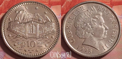 Гибралтар 10 пенсов 1998 года, KM# 776, UNC, 290j-002