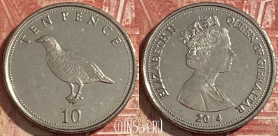 Гибралтар 10 пенсов 2014 года, 482р-091 ♛