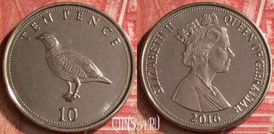 Гибралтар 10 пенсов 2016 года, UNC, 292m-064