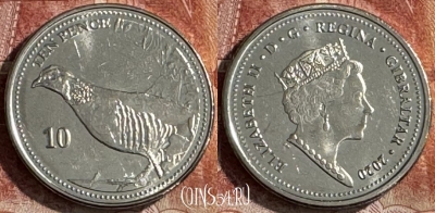Гибралтар 10 пенсов 2020 г., куропатка, UNC, 506s-119