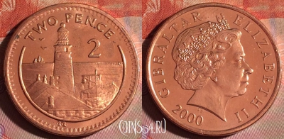 Гибралтар 2 пенса 2000 года, KM# 774, 122f-024