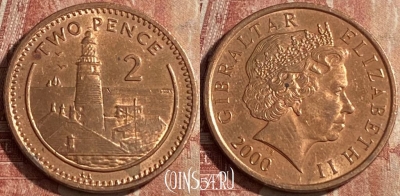 Гибралтар 2 пенса 2000 года, KM# 774, 139r-131
