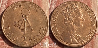 Гибралтар 2 пенса 2004 года, KM# 1044, 126r-033