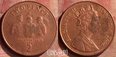 Гибралтар 2 пенса 2006 года, KM# 1065, 147m-047