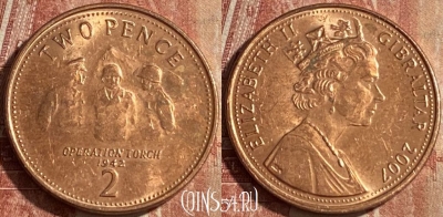 Гибралтар 2 пенса 2007 года, KM# 1065, 139r-037 ♛