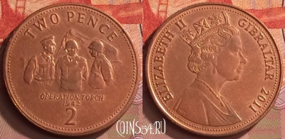 Гибралтар 2 пенса 2011 года, KM# 1065, 138o-022