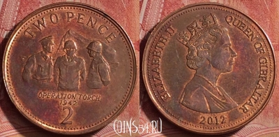 Гибралтар 2 пенса 2012 года, KM# 1100, 325k-135
