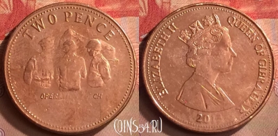 Гибралтар 2 пенса 2012 года, KM# 1100, 422-086