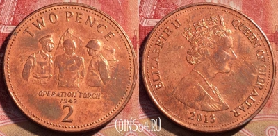 Гибралтар 2 пенса 2013 года, KM# 1100, 071c-041