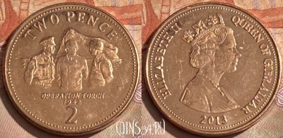 Гибралтар 2 пенса 2013 года, KM# 1100, 120r-087 ♛