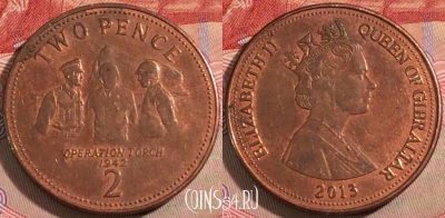 Гибралтар 2 пенса 2013 года, KM# 1100, 129b-065