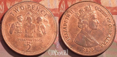 Гибралтар 2 пенса 2013 года, KM# 1100, 237a-094
