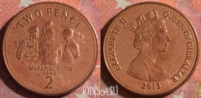 Гибралтар 2 пенса 2013 года, KM# 1100, 352-099