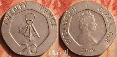 Гибралтар 20 пенсов 2009 года, KM# 1083, 201o-038