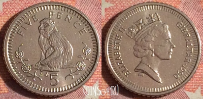 Гибралтар 5 пенсов 1990 года, KM# 22.2, 372-071