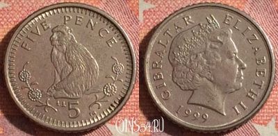 Гибралтар 5 пенсов 1999 года, KM# 775, 373-032