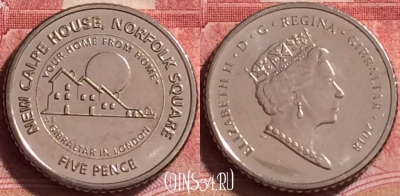 Гибралтар 5 пенсов 2018 года, UNC, 253j-084