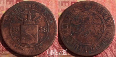 Голландская Ост-Индия 2 1/2 цента 1858 г., KM# 308, 303i-079