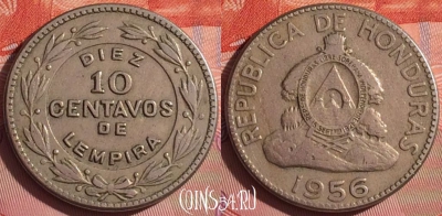 Гондурас 10 сентаво 1956 года, KM# 76.1, 055i-164