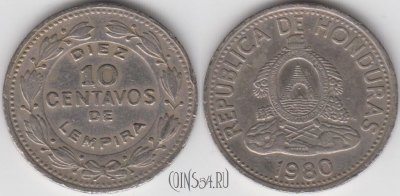 Гондурас 10 сентаво 1980 года, KM 76.2, 121-103